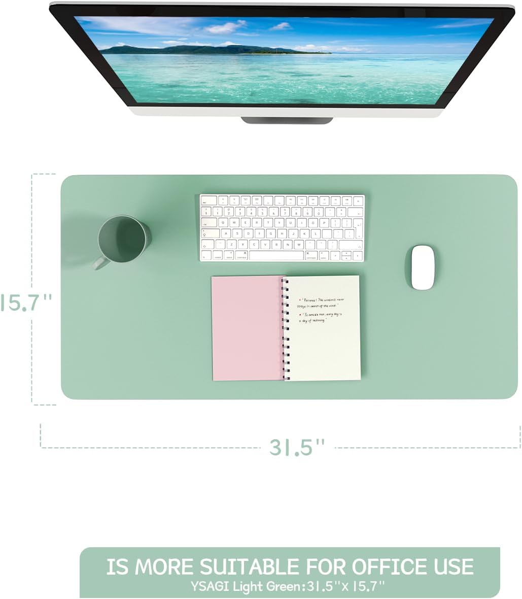 YSAGi Non-Slip Leather Desk Pad, Waterproof Laptop Computer Desk Keyboard Mat, Table Protector Blotter Mat, Large Mouse Pad for Office/Work/Home/Decor(Dark Brown, 31.5" x 15.7")