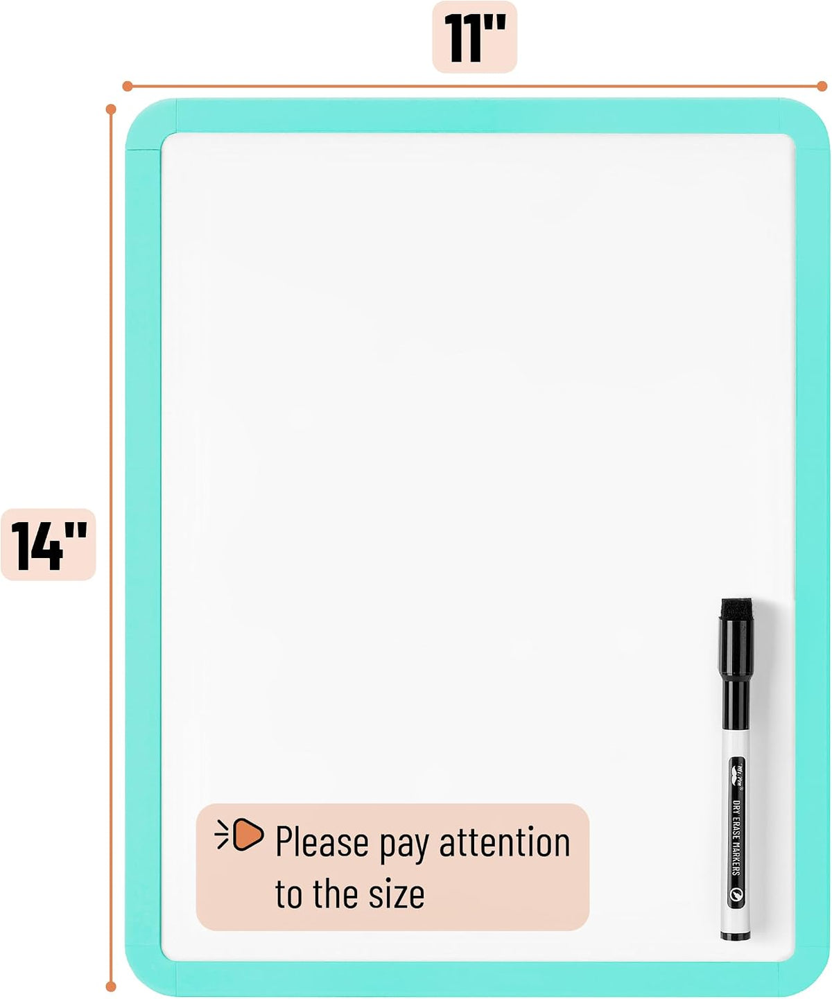 Dry Erase Board, 14” x 11”, White Frame