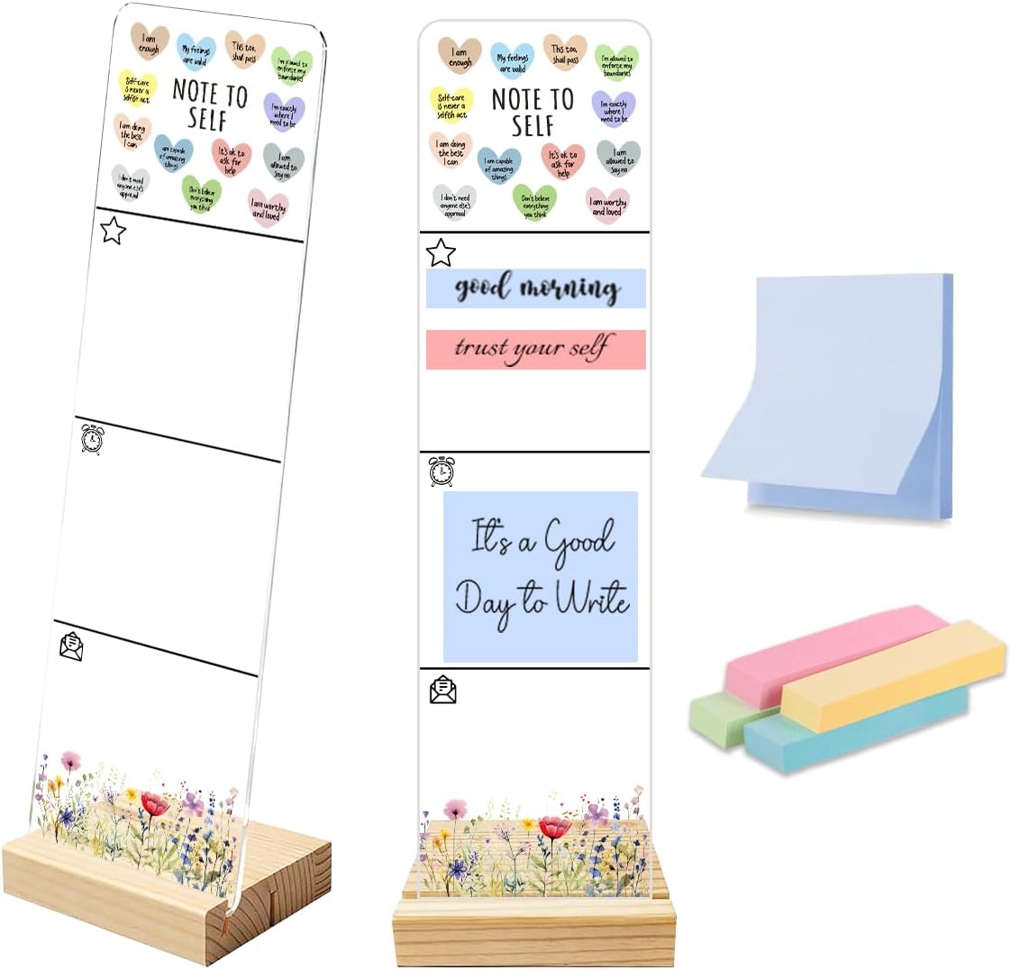 Note to Self Motivational Decor Sticky Note Holder, Mental Health Monitor Memo Board Decorations for School Counseling Office Therapy Desktop Art Decoration School Counselor, Therapist Office Gifts