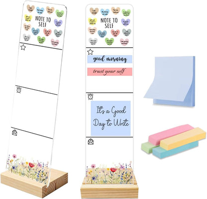 Note to Self Motivational Decor Sticky Note Holder, Mental Health Monitor Memo Board Decorations for School Counseling Office Therapy Desktop Art Decoration School Counselor, Therapist Office Gifts