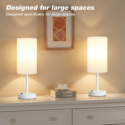 Fenmzee Bedside Table Lamp for Bedroom - Dimmable Touch, USB A+C, AC Outlet