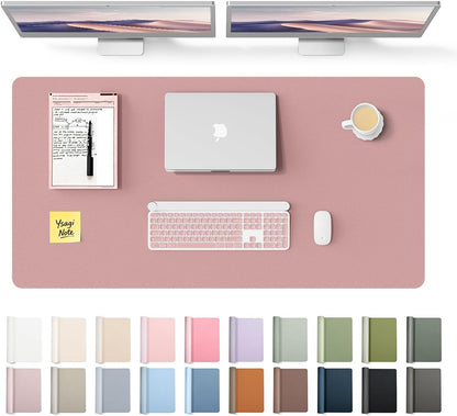 YSAGi Leather Desk Pad Protector, Office Desk Mat, Large Mouse Pad, Non-Slip PU Leather Desk Blotter, Waterproof Laptop Desk Writing Pad for Office and Home (23.6" x 13.8", Eggshell) - Colors A