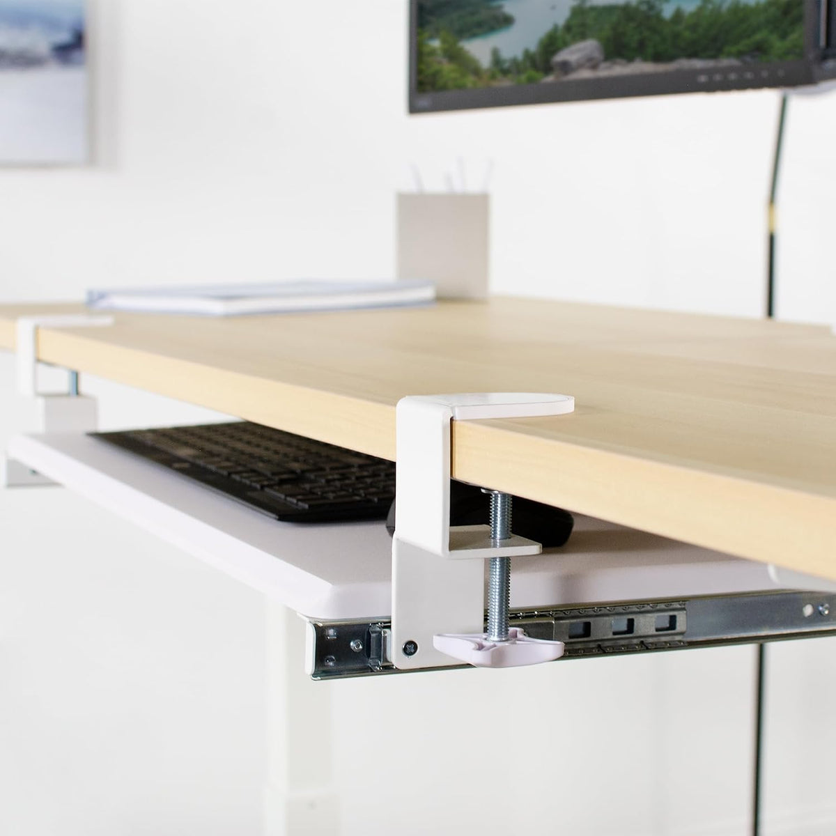 VIVO Extra Long Clamp-on Computer Keyboard and Mouse Under Desk Slider Tray, 34 x 11 inch Pull Out Platform Drawer, Black, MOUNT-KB15EB