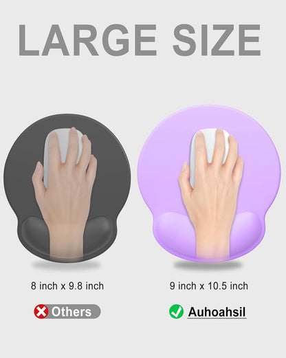 Ergonomic Mouse Pad with Wrist Rest, Comfortable Silicone Non-Slip Computer Pain Relief Gel Mouse Mat with Wrist Support for Gaming, Work, Office, Women & Men, Cute Pattern, Beige