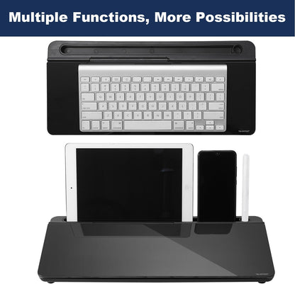 TSJ OFFICE Desktop Whiteboard Dry-Erase-Board - Computer Keyboard Stand White Board Surface Pad with Drawer, Desk Organizers with Accessories for Office, Home, School Supplies - Black