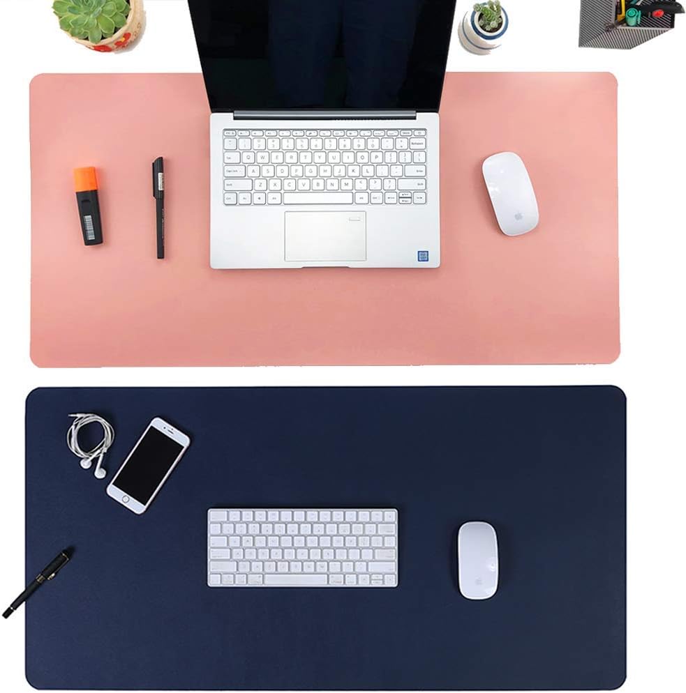 Aothia Leather Office Desk Pad Protector, Non-Slip PU Leather Desk Blotter, Waterproof Laptop Writing Mouse Pad for Office and Home, Black, 31.5" x 15.7" - Colors A