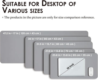 HOMIEAZICOZI Leather Desk Mat - Non-Slip PU Desk Pad for Office and Home - Desk Organization and Accessories - Ideal for Large Mouse Pad and Desk Mats on Top of Desks (Black,36''x 17'') (DPD-B-L)