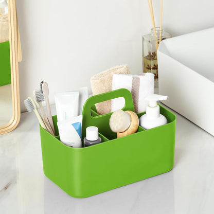 Multiuse Caddy Organizer with Handle, Portable Divided Plastic Tote Bin - Art Craft, Stationary Pen Marker Crayons, Makeup Hair Supplies Storage - Bathroom, Classroom, Dorm, Office, Desk Holder -Black