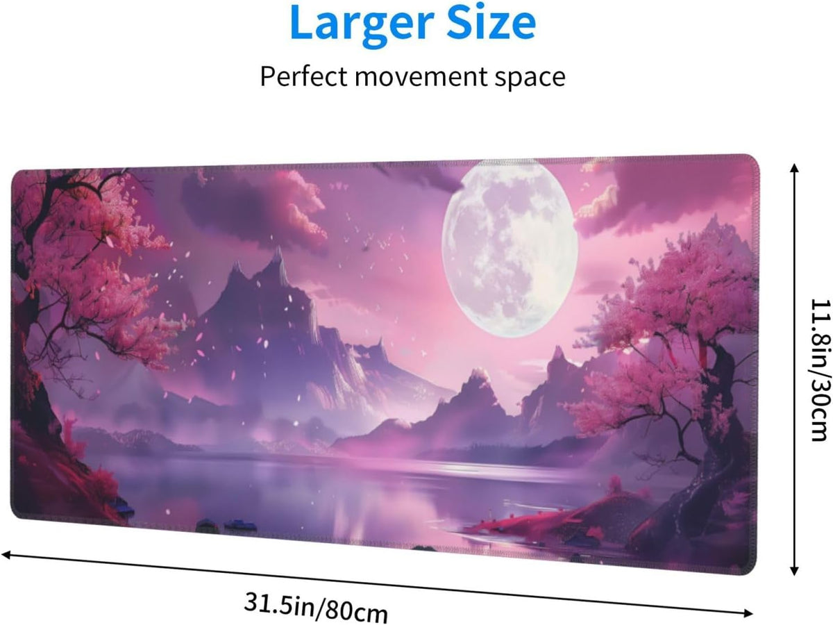 Japanese Mouse Pad, Large Japanese Desk Mat, XL Anime Gaming Keyboard Mat, Non-Slip Rubber Base, Big Extended Desk Protector for Home Office, 31.5”x11.8”