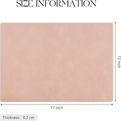 MOSAYT Vinyl Placemats Set of 6-12 X 17 Inch - Faux Leather 100% Waterproof Oil-Proof Wipeable PU Place Mats, Heat Resistant Reversible Table Mats for Kitchen, Dining, Outdoor, Reddish Brown