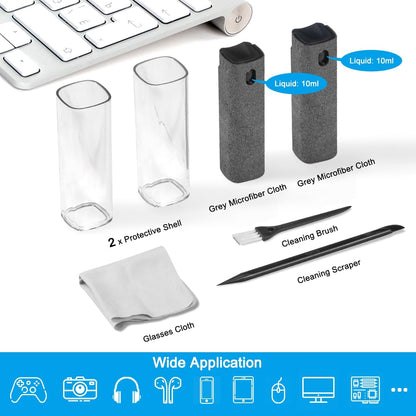 2 Pack Screen Cleaner Spray and Wipe for Laptop Monitor and Car Screens, Phone Touchscreen Mist Cleaning Kit for Cellphone, Tablet, PC, Computer, LCD, Eyeglass, iPhone, iPad, Mac Pro - Grey and Pink