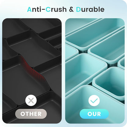 A-LuGei 【Military Grade】 Drawer Organizer, 【𝟱𝗦𝗶𝘇𝗲】 Makeup organizer, 【Holds 177 Items】 Bathroom Organizers and Storage, Organization and Storage, Desk Drawer Organizer for Vanity (Clear)