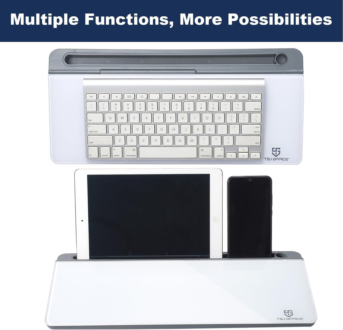 TSJ OFFICE Desktop Whiteboard Dry-Erase-Board - Computer Keyboard Stand White Board Surface Pad with Drawer, Desk Organizers with Accessories for Office, Home, School Supplies - Black