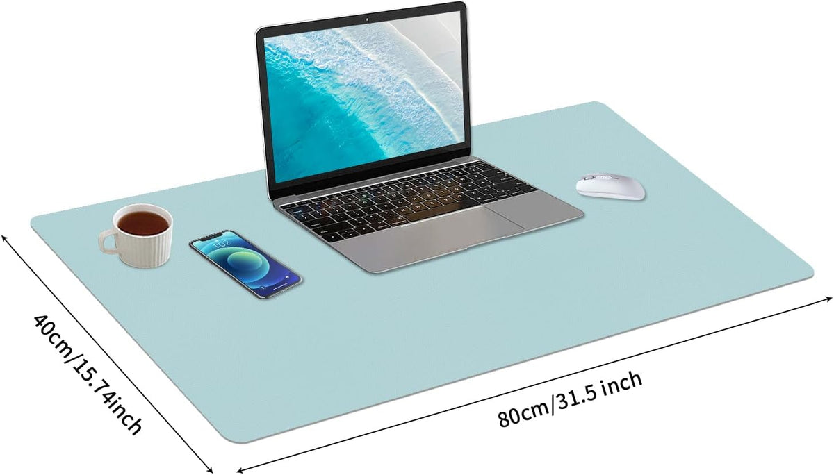 Bloss Leather Desk Pad and Keyboard Wrist Rest, Large Mouse Pad + Keyboard Pad+Mouse Wrist Support, Non-Slip Desk Mat Protector for Office, Home(31.5×15.7 Inches,Beige) - Colors A