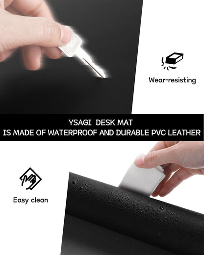 YSAGi Non-Slip Leather Desk Pad, Waterproof Laptop Computer Desk Keyboard Mat, Table Protector Blotter Mat, Large Mouse Pad for Office/Work/Home/Decor(Dark Brown, 31.5" x 15.7")