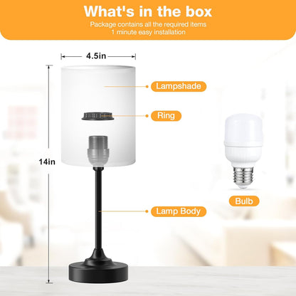 Fenmzee Bedside Table Lamp for Bedroom - Dimmable Touch, USB A+C, AC Outlet
