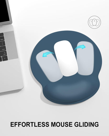Ergonomic Mouse Pad with Wrist Rest, Comfortable Silicone Non-Slip Computer Pain Relief Gel Mouse Mat with Wrist Support for Gaming, Work, Office, Women & Men, Cute Pattern, Beige