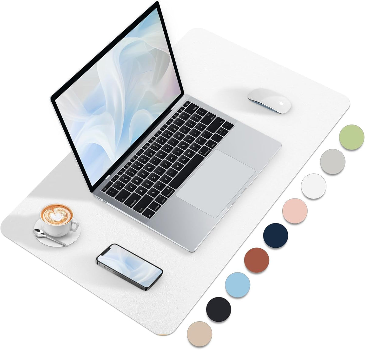 Bloss Leather Desk Pad and Keyboard Wrist Rest, Large Mouse Pad + Keyboard Pad+Mouse Wrist Support, Non-Slip Desk Mat Protector for Office, Home(31.5×15.7 Inches,Beige) - Colors A