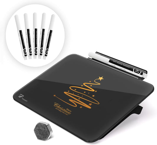 Small Glass Desktop Whiteboard Dry-Erase, Mini Pure Glass Whiteboard Stand
