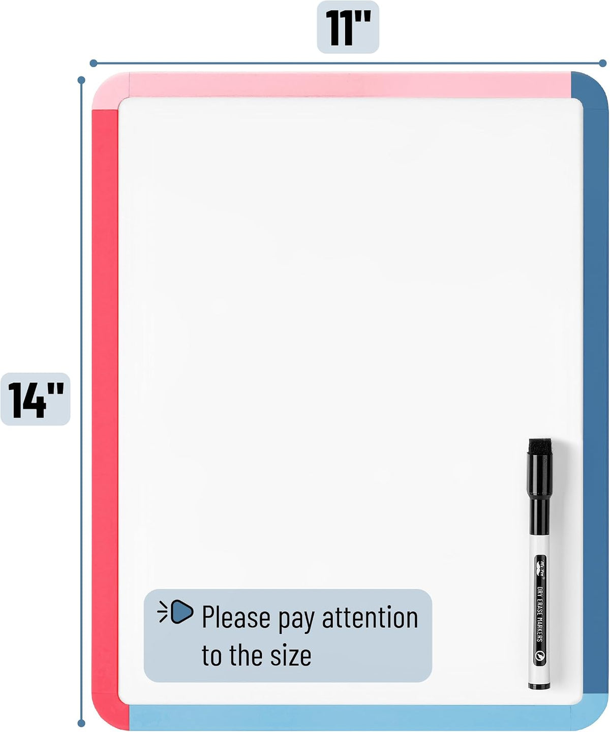 Dry Erase Board, 14” x 11”, White Frame