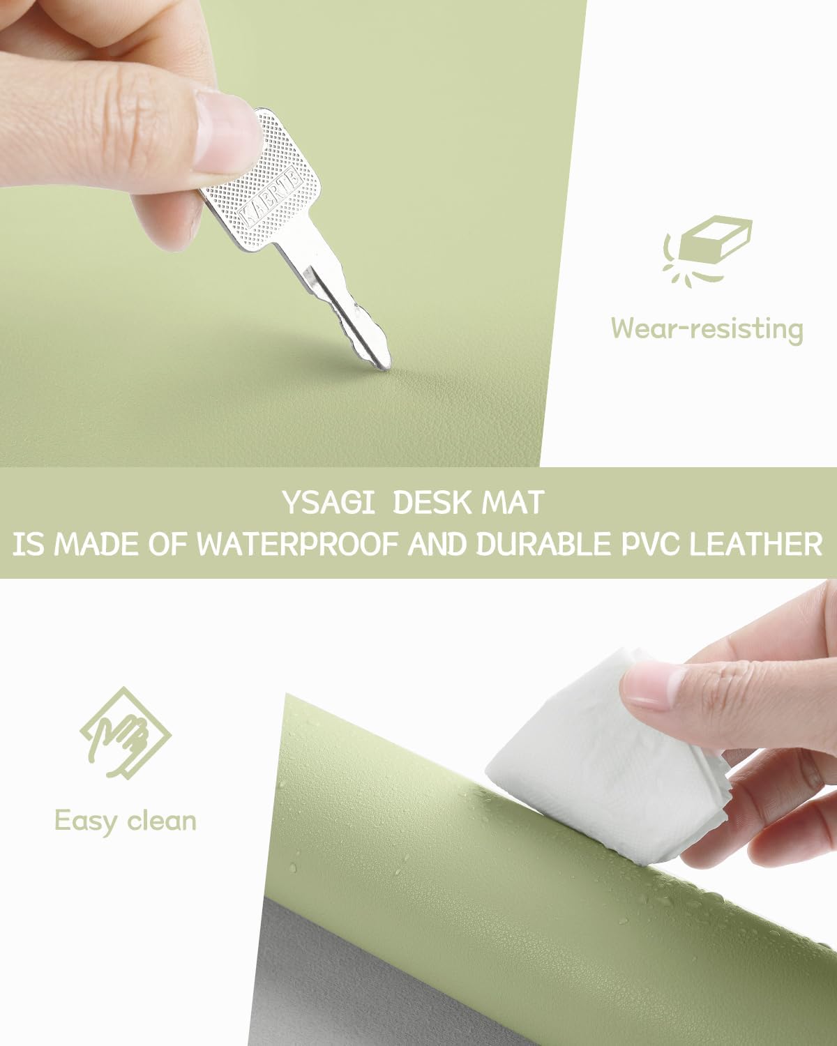 YSAGi Non-Slip Leather Desk Pad, Waterproof Laptop Computer Desk Keyboard Mat, Table Protector Blotter Mat, Large Mouse Pad for Office/Work/Home/Decor(Dark Brown, 31.5" x 15.7")