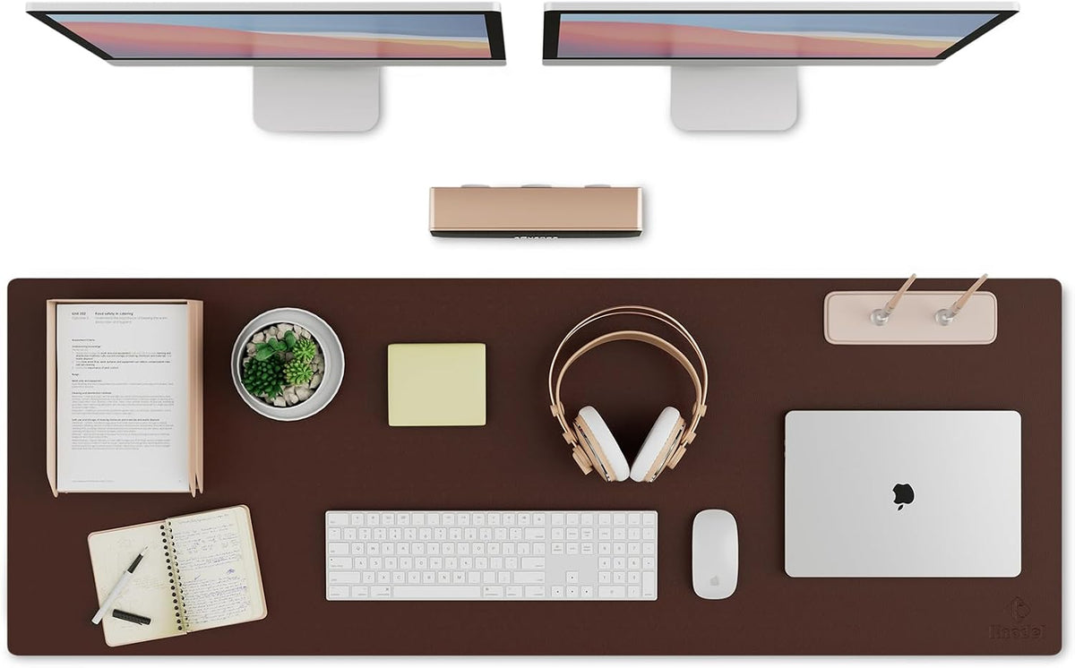K KNODEL Large Office Leather Desk Mat, Mouse and Keyboard Pad, Computer and Laptop Mat, Desktop Protector and Cover, Writing Pad and Blotter (31.5"x15.7", Black)
