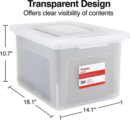 Hanging File Folder Box, Storage Bin Organizer, Snap Lid, Clear