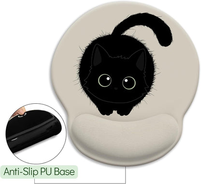 LIMKRIAN Cat Ergonomic Mouse Pad with Wrist Rest, Gaming Mouse Pad with Wrist Support, Funny Mouse Pads for Desk, Computer Mousepad with Non-Slip Pain Relief PU Base, Cute Office Desk Accessories - Colors B