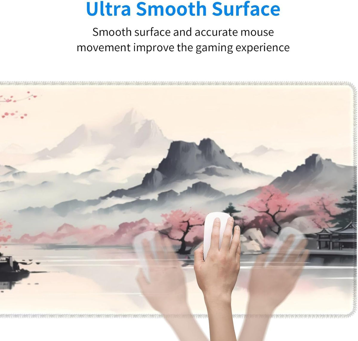 Japanese Mouse Pad, Large Japanese Desk Mat, XL Anime Gaming Keyboard Mat, Non-Slip Rubber Base, Big Extended Desk Protector for Home Office, 31.5”x11.8”