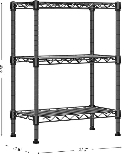 M MZG 450 lbs Steel Storage Shelving 3-Tier Utility Shelving Unit Steel Organizer Wire Rack for Home,Kitchen,Office (11.8" D x 17.7" W x 26.3" H) - Colors B