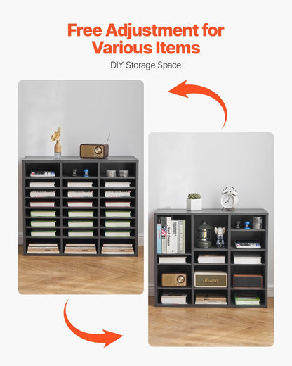 VEVOR Literature Organizers, 12 Compartments Office Mailbox with Adjustable Shelves, Wood Literature Sorter 20.4x12x16.1 inches for Office, Home, Classroom, Mailrooms Organization, EPA Certified White