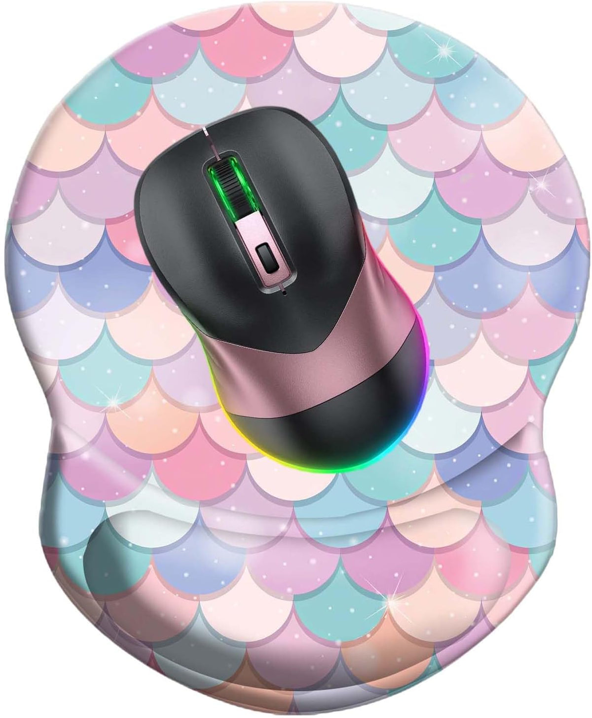 Wrist Support Mouse Pad Anti Slip Rubber Wrist Rest Mousepad 9in X 8in Small Desktop Notebook Mouse Mat for Working and Gaming (M-Pink Floral)