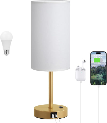 Dicoool Bedside Table Lamp for Bedroom - 3-Way Dimmable Touch Lamp, USB A+C