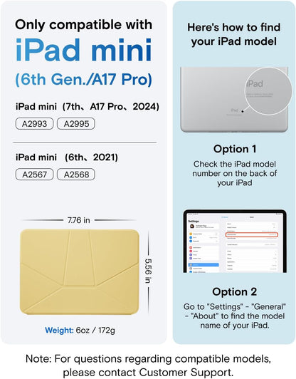 MOFT Dynamic Folio Tablet Stand for Desk Compatible with iPad mini A17 Pro 2024 & iPad mini 6th A15 2021, Slim Magnetic Tablet Holder Case with 20+ Viewing Angles, Beach White x Terracotta