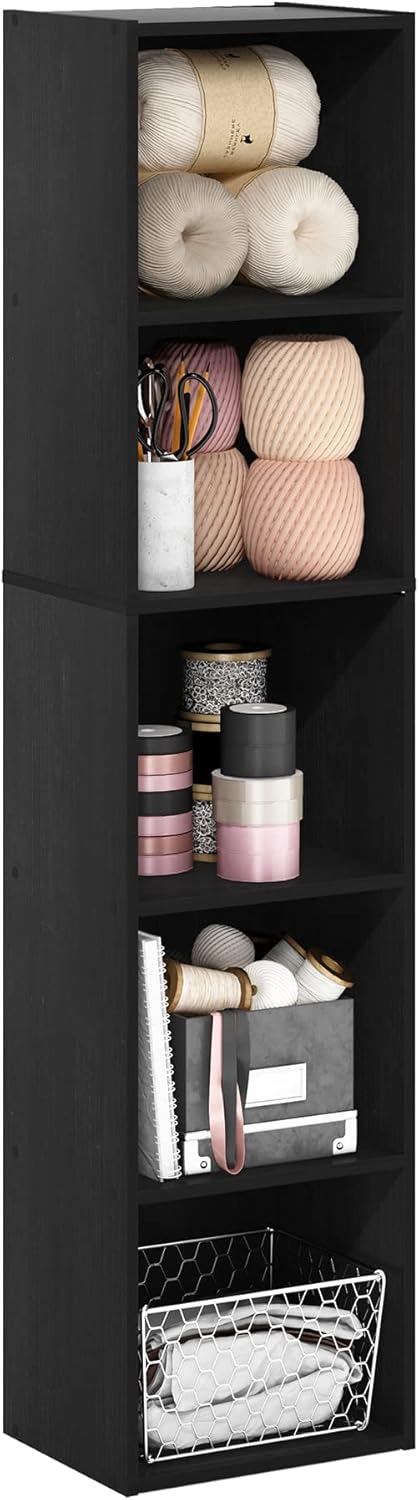 Furinno PASIR Book Shelf, 2-Tier Modern Bookshelf, Open Shelves Bookcase 9 x 12 x 21, Easy Assembly, for Living Room, Bedroom, Home Office, White