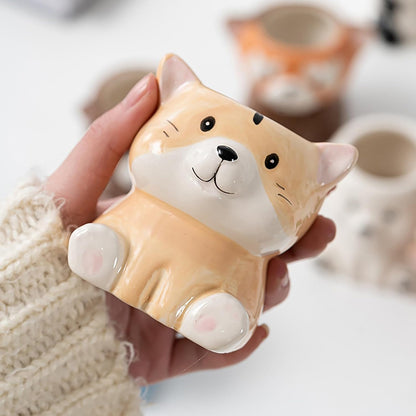 DIYOMR Cute Animals Planter, Mini Ceramic Cartoon Animal Shaped Succulent Flower Pot Indoor Air Plants Holder, Smooth Shiny Decorative Flower Cactus Planter - Plants Not Included (Panda)