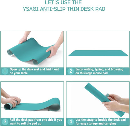 YSAGi Non-Slip Leather Desk Pad, Waterproof Laptop Computer Desk Keyboard Mat, Table Protector Blotter Mat, Large Mouse Pad for Office/Work/Home/Decor(Dark Brown, 31.5" x 15.7")