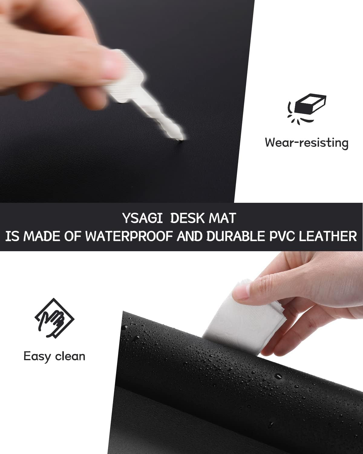 YSAGi Non-Slip Leather Desk Pad, Waterproof Laptop Computer Desk Keyboard Mat, Table Protector Blotter Mat, Large Mouse Pad for Office/Work/Home/Decor(Dark Brown, 31.5" x 15.7")
