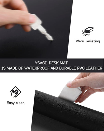 YSAGi Non-Slip Leather Desk Pad, Waterproof Laptop Computer Desk Keyboard Mat, Table Protector Blotter Mat, Large Mouse Pad for Office/Work/Home/Decor(Dark Brown, 31.5" x 15.7")