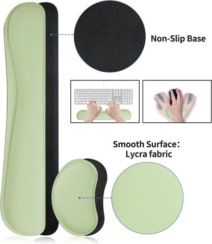 Bloss Leather Desk Pad and Keyboard Wrist Rest, Large Mouse Pad + Keyboard Pad+Mouse Wrist Support, Non-Slip Desk Mat Protector for Office, Home(31.5×15.7 Inches,Beige) - Colors A