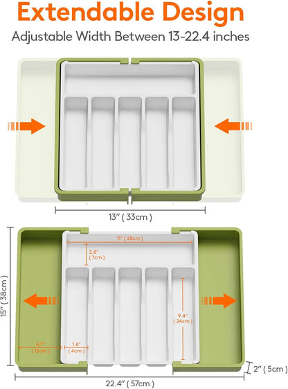 Expandable Silverware Drawer Organizer, Kitchen Utensil Tray