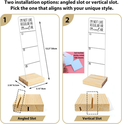 Monitor Memo Board with Removable Wooden Base Acrylic Portable Sticky Note Holder, It is Okay to Acrylic Message Board Sign, Office Desk Desk Set Sticky Notes 100 Sheets