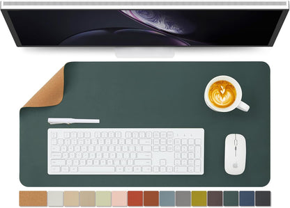 Large Cork Desk Mat - 47.2"x 17" Desk Pad for Office and Home - Ideal for Large Mouse Pad and Desk Mats on Top of Desks(Dark Green)