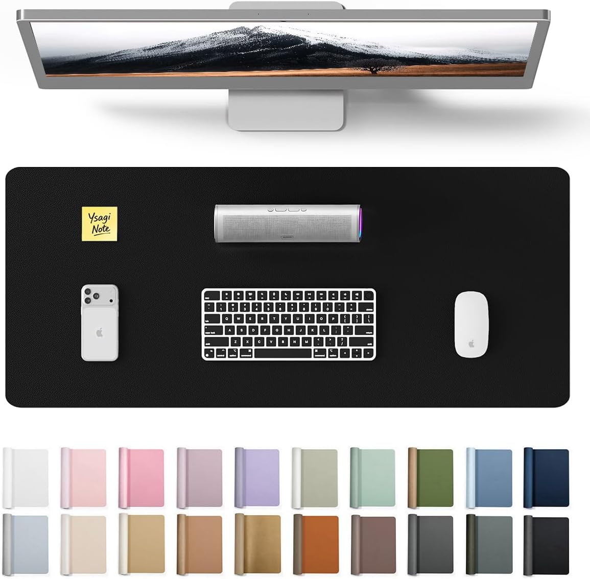YSAGi Leather Desk Pad Protector, Office Desk Mat, Large Mouse Pad, Non-Slip PU Leather Desk Blotter, Waterproof Laptop Desk Writing Pad for Office and Home (23.6" x 13.8", Eggshell) - Colors B
