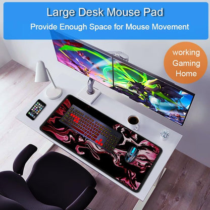 Large Gaming Mouse Pad, 31.5x15.7 inch Large Extended Computer Keyboard Mouse Mat, Water Resist Non-Slip Mousepad Rubber Base Long XXL Desk Mouse Pad for Work & Gaming, Office & Home, Black
