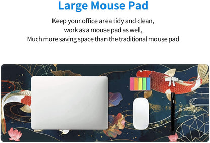 Japanese Mouse Pad, Large Japanese Desk Mat, XL Anime Gaming Keyboard Mat, Non-Slip Rubber Base, Big Extended Desk Protector for Home Office, 31.5”x11.8”