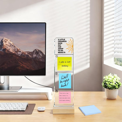 Monitor Memo Board with Removable Wooden Base Acrylic Portable Sticky Note Holder, It is Okay to Acrylic Message Board Sign, Office Desk Desk Set Sticky Notes 100 Sheets