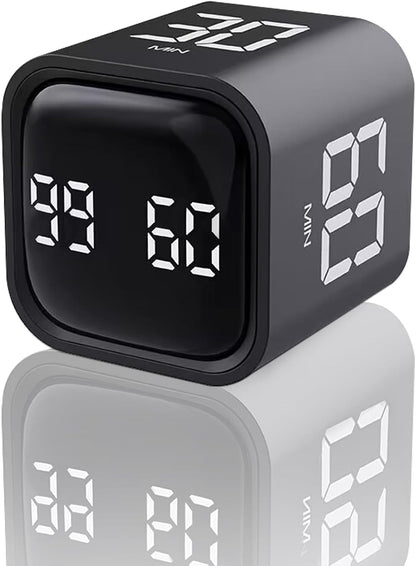 EooCoo Digital Timer College School Supplies, Gravity Pomodoro Cube Rotation, Countdown Productivity Kitchen Timer 5/10/30/60 Mins for Meeting, Back to School Gift, ADHD Tools, Office Desk Decoration