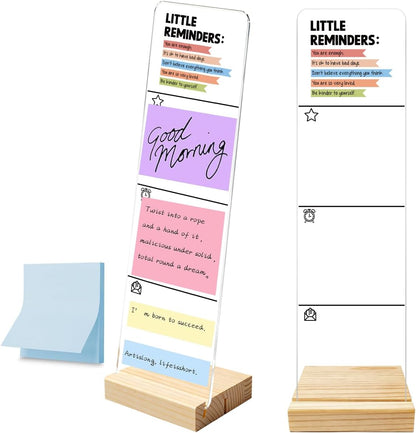 Monitor Memo Board with Removable Wooden Base Acrylic Portable Sticky Note Holder, It is Okay to Acrylic Message Board Sign, Office Desk Desk Set Sticky Notes 100 Sheets