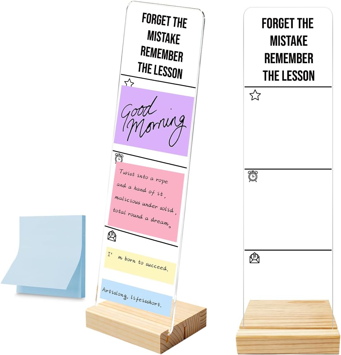 Monitor Memo Board with Removable Wooden Base Acrylic Portable Sticky Note Holder, It is Okay to Acrylic Message Board Sign, Office Desk Desk Set Sticky Notes 100 Sheets